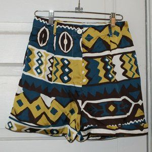American Apparel Classic High Waist Cuff Shorts NWOT Medium Silky Tribal